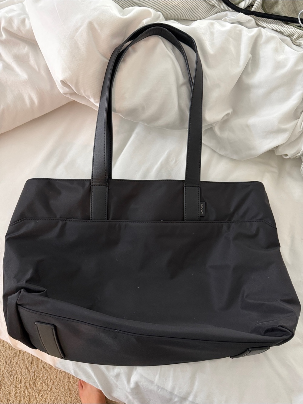 Away Black Nylon Tote with Shoulder Straps